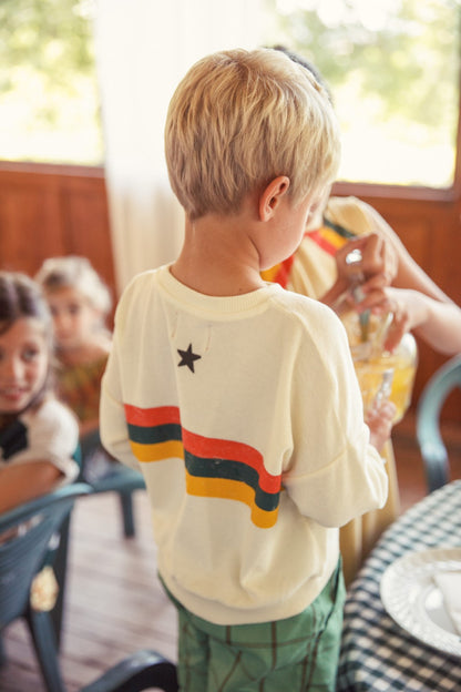 Sweatshirt Ecru With Multicolor Stripes Print