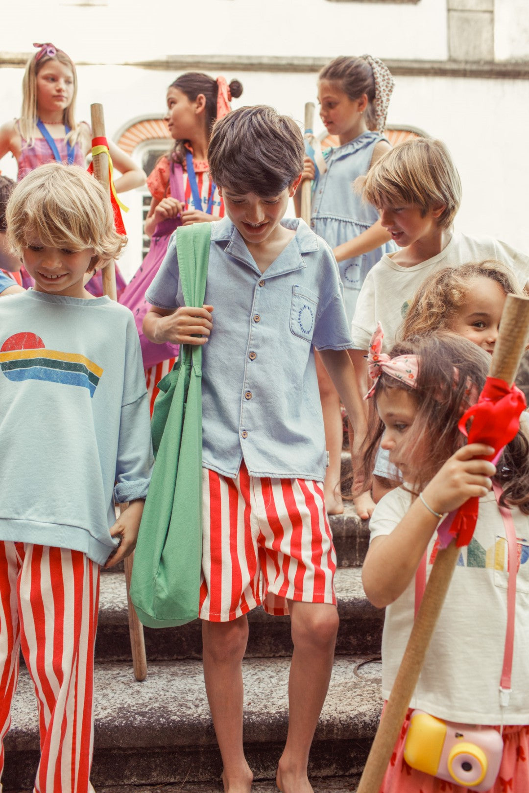 Boy Shorts White Red Stripes