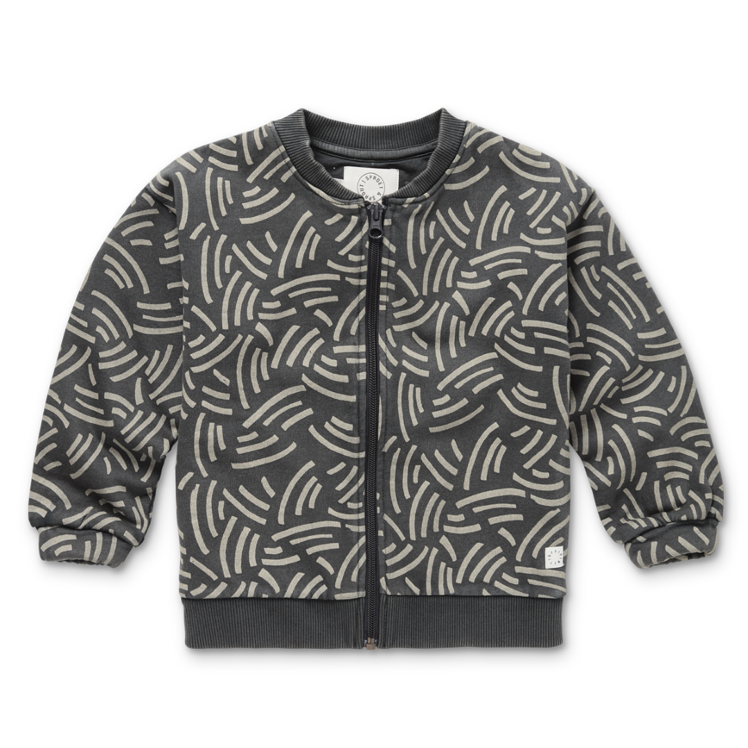 Cardigan Waves Print Asphalt