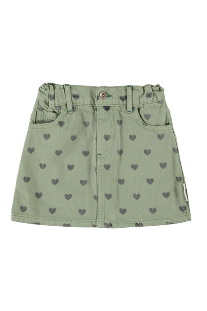 Short Skirt Olive Green With Black Hearts