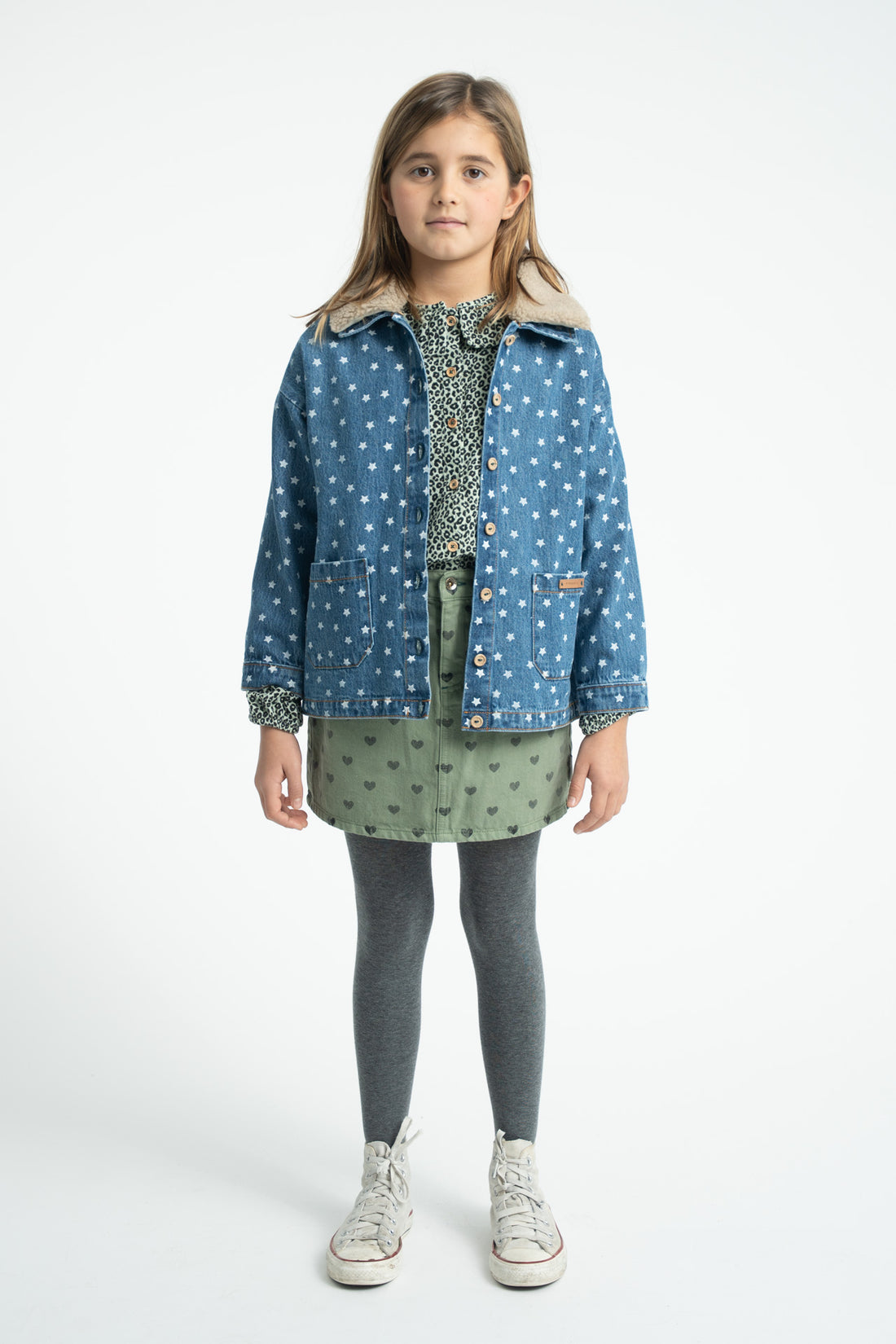 Short Skirt Olive Green With Black Hearts