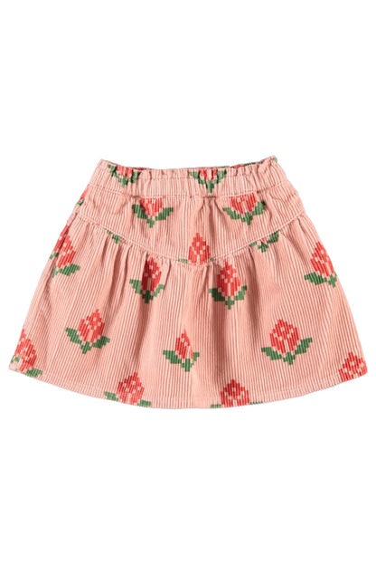 Short Skirt Pink With Big Flowers