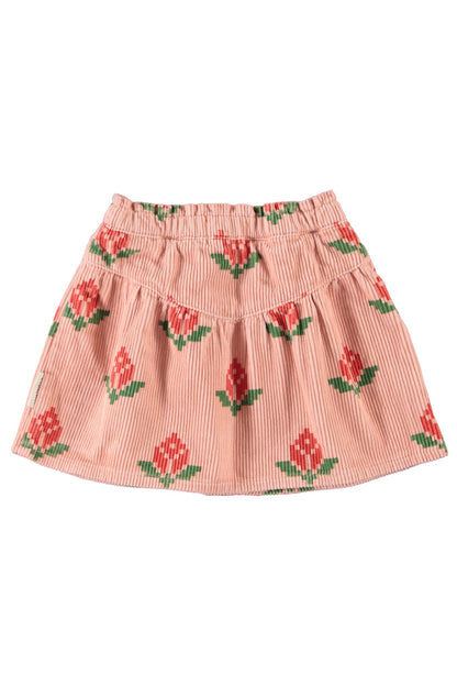 Short Skirt Pink With Big Flowers