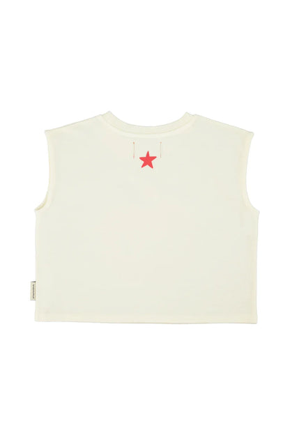 Sleeveless T-shirt Ecru With Apple Print - Piupiuchick