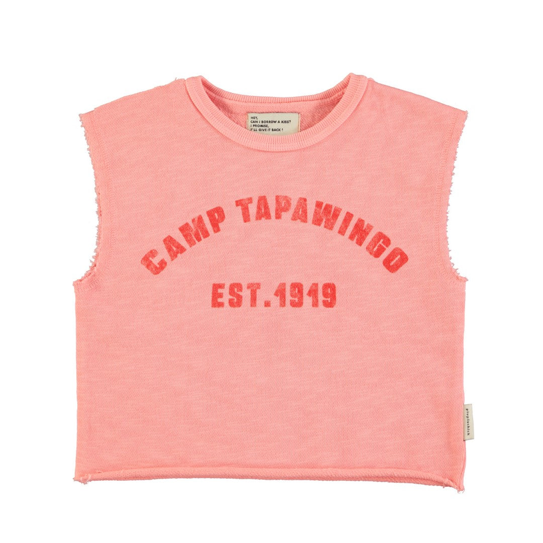 Sleeveless T-Shirt Pink With Tapawingo Print