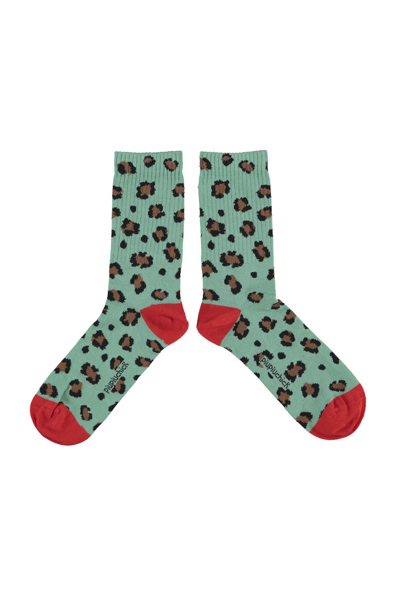 Socks Green With Animal Print