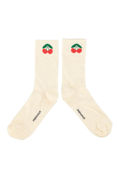 Socks Ecru With Cherry Print - Piupiuchick
