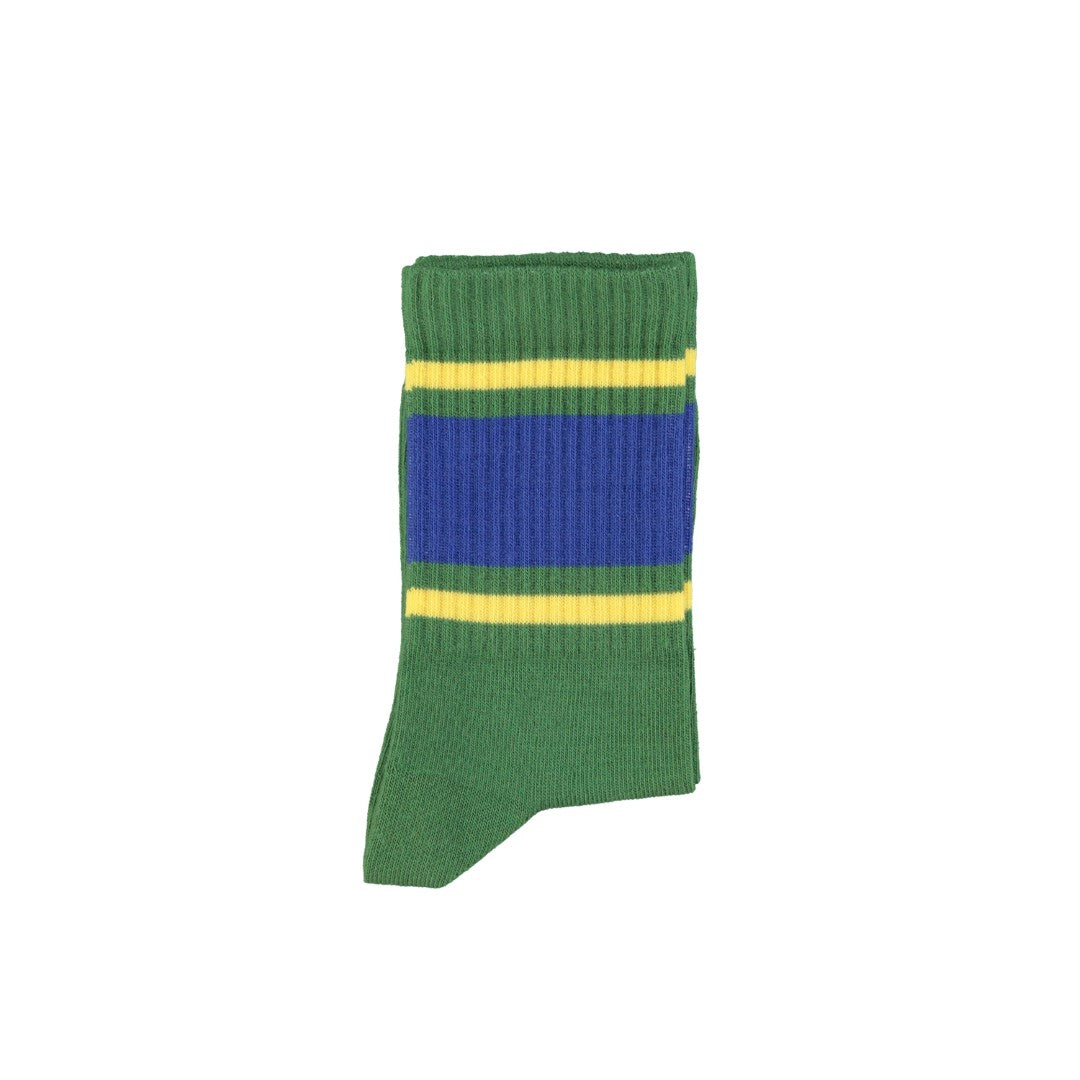 Socks Green With Blue and Yellow Stripes