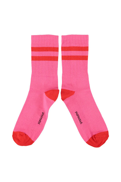 Socks Pink With Red Stripes - Piupiuchick