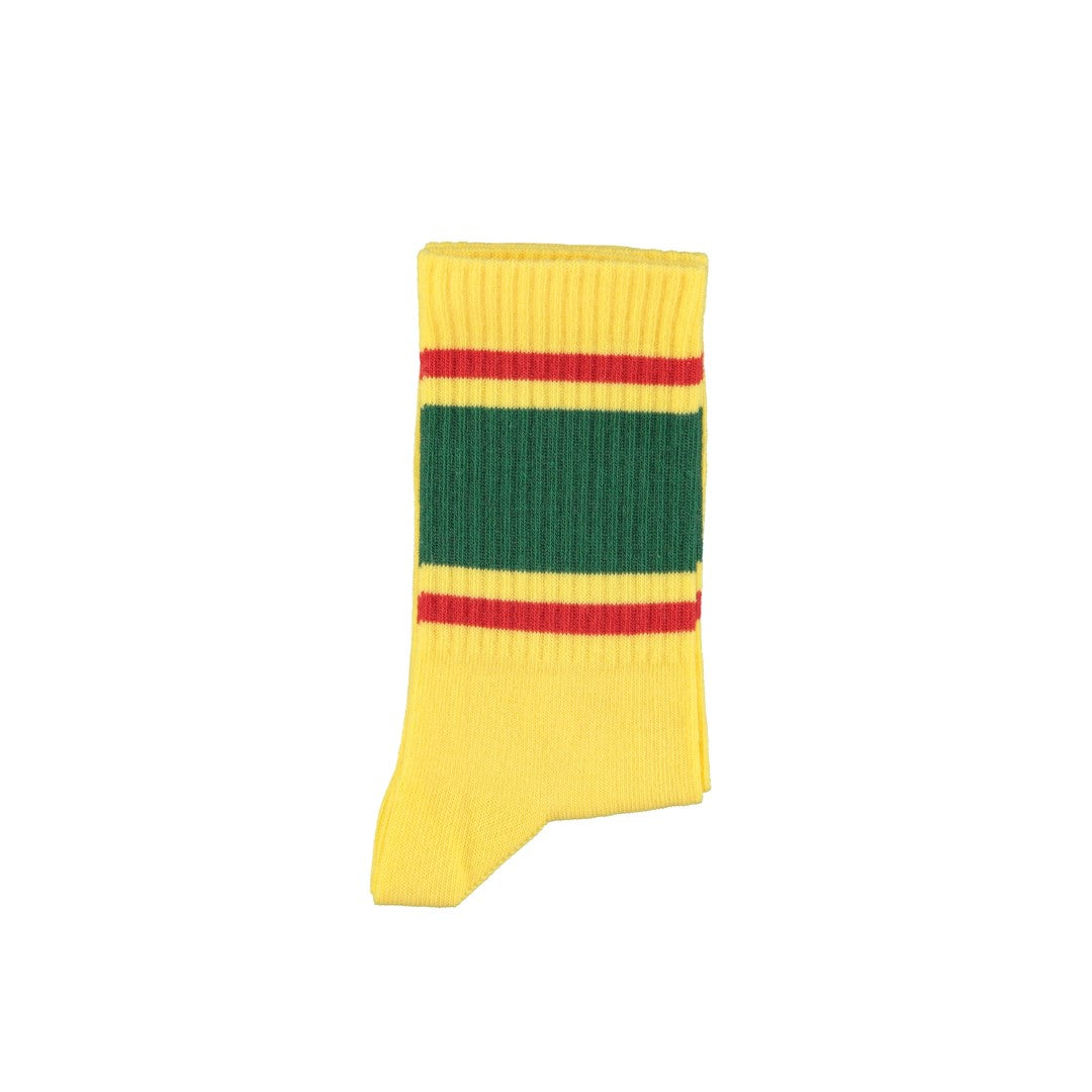 Socks Yellow With Green And Red Stripes