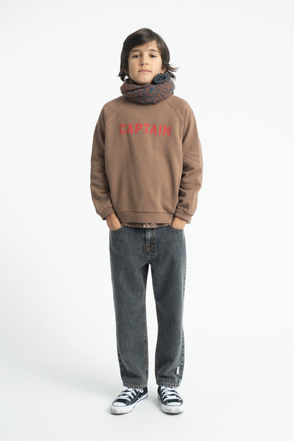 Sweatshirt Brown With Captain Print