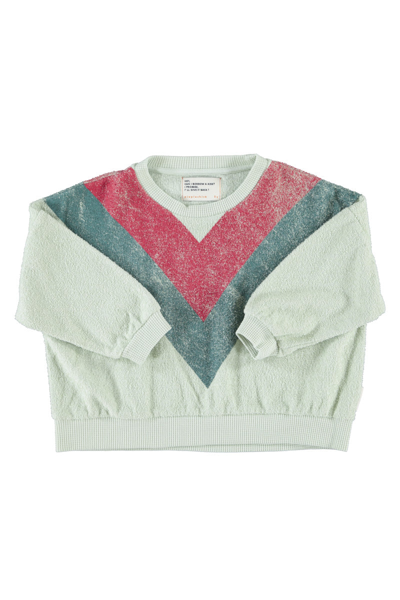Sweatshirt Mint Green With Multicolor Triangle Print