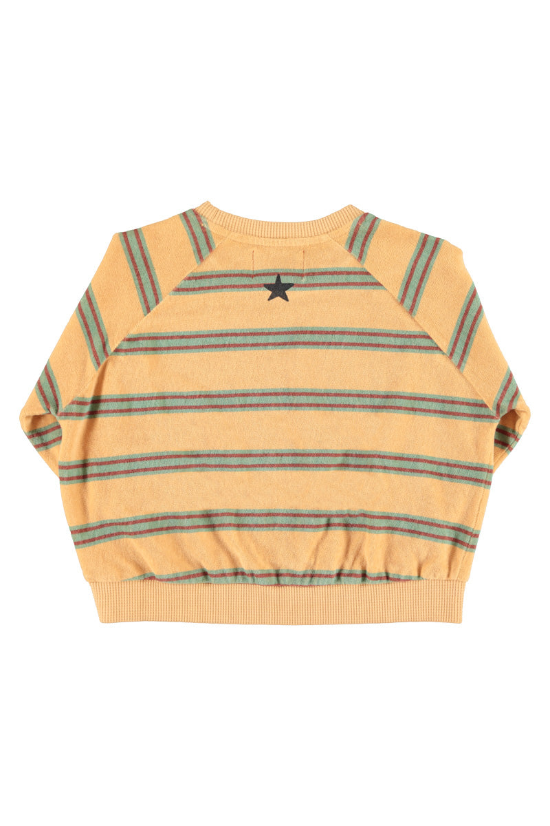 Terry Cotton Sweatshirt Sand With Double Stripes
