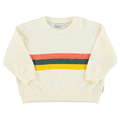 Sweatshirt Ecru With Multicolor Stripes Print