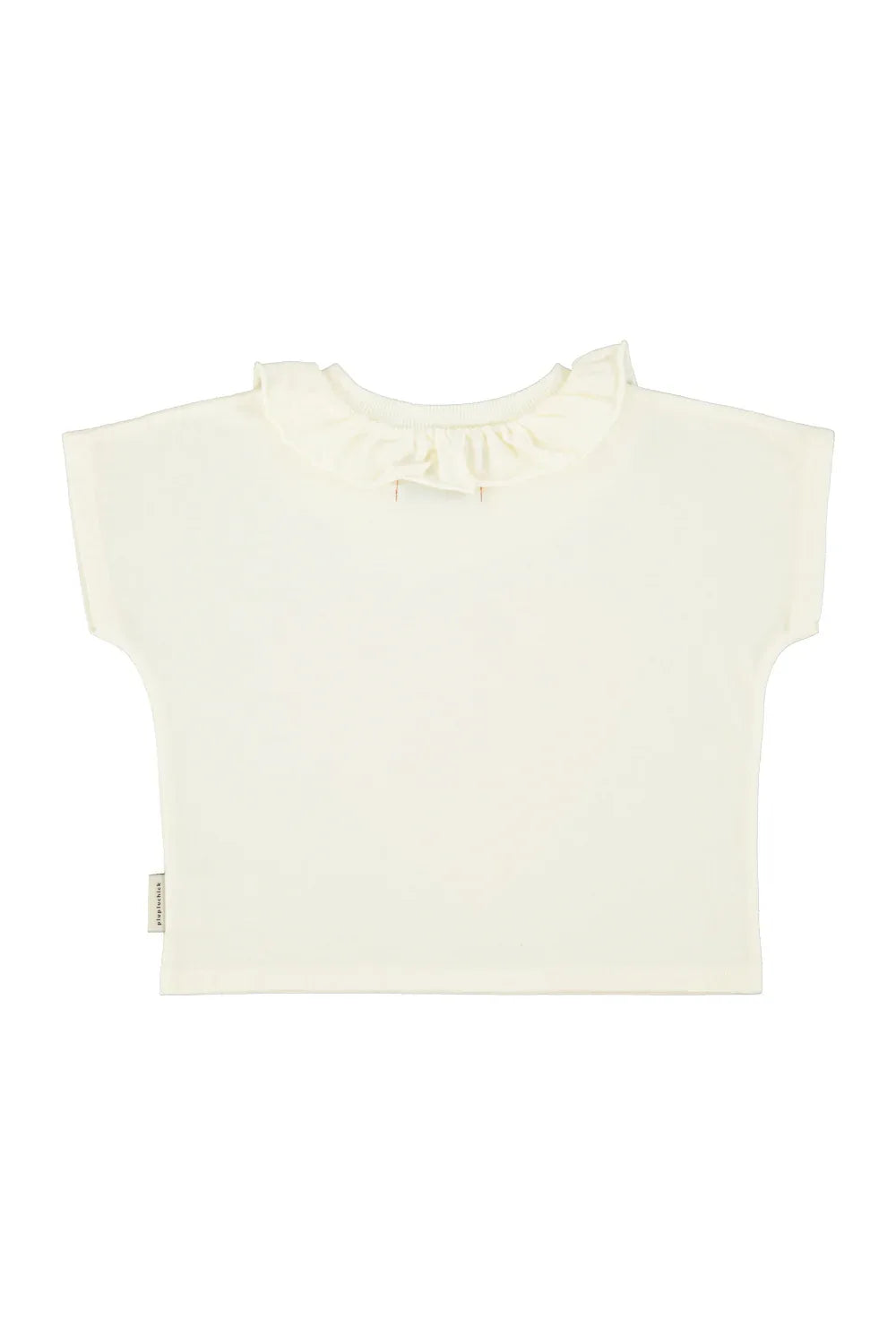 T-shirt With Collar Ecru With Red Heart Print - Piupiuchick