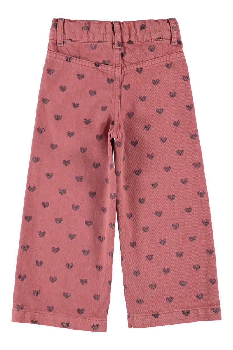 Flare Trousers Pink With Black Hearts