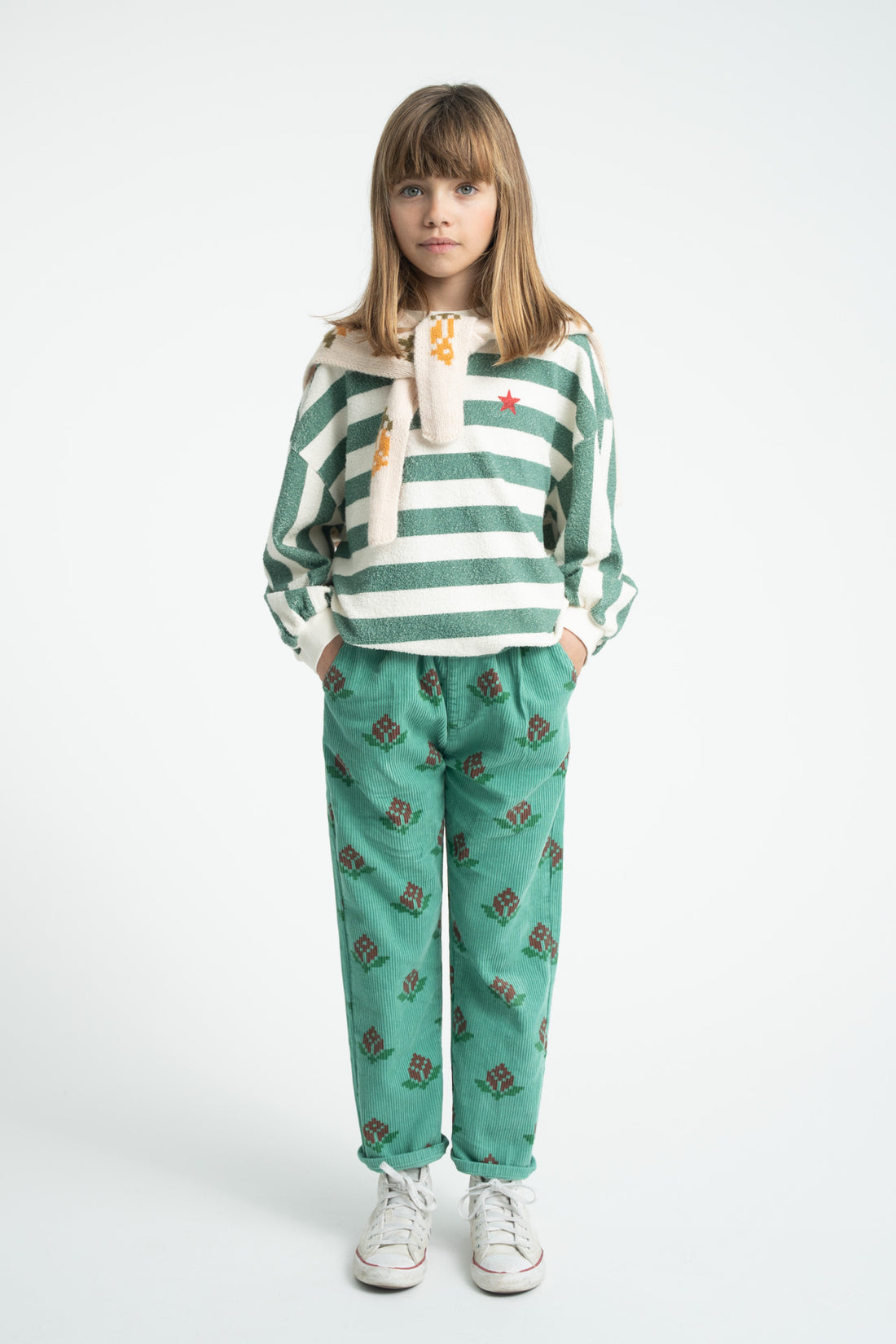 Trousers Green With Big Flowers