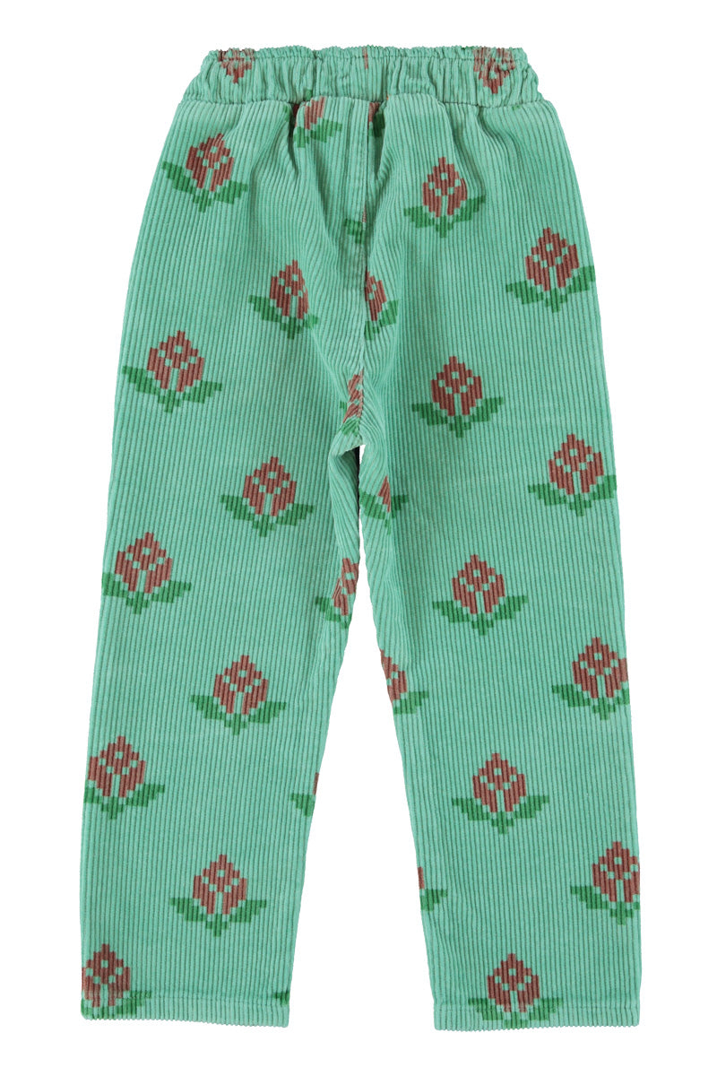 Trousers Green With Big Flowers