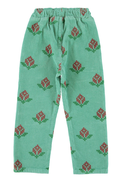 Trousers Green With Big Flowers