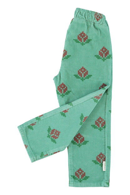 Trousers Green With Big Flowers