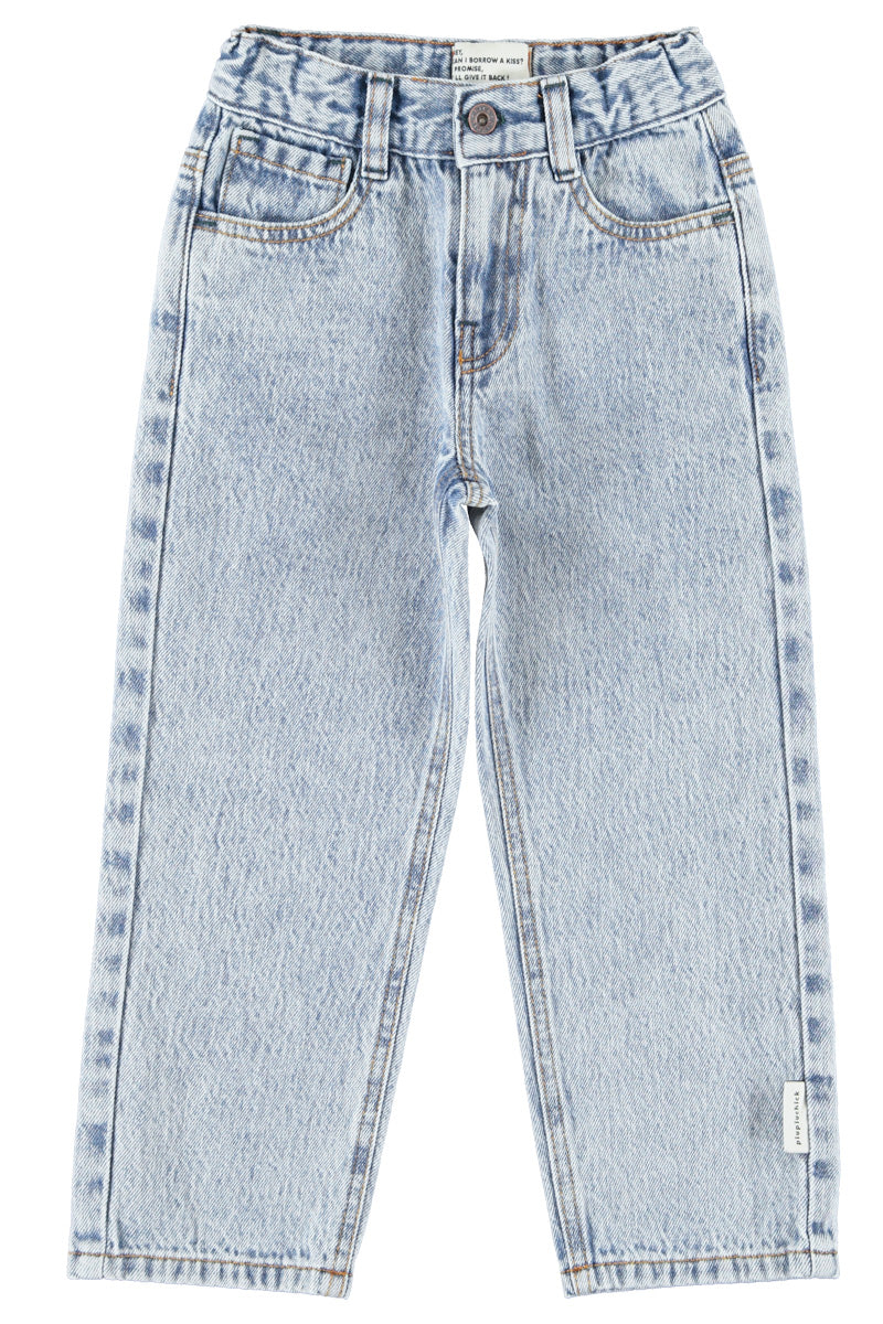 Unisex Trousers Fadded Light Blue Denim