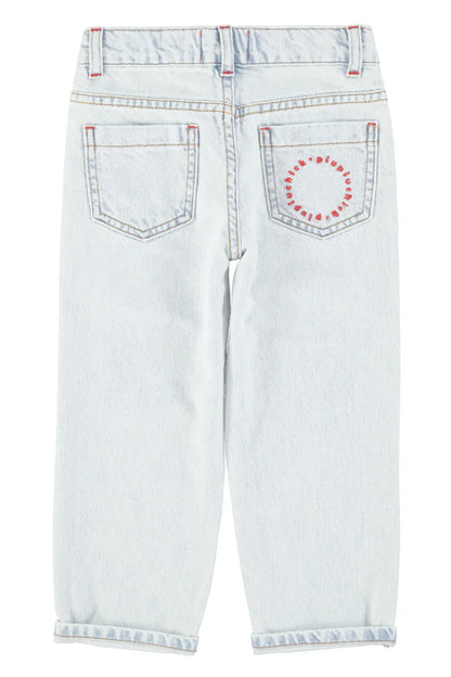 Unisex Trousers Washed Light Blue Denim - Piupiuchick