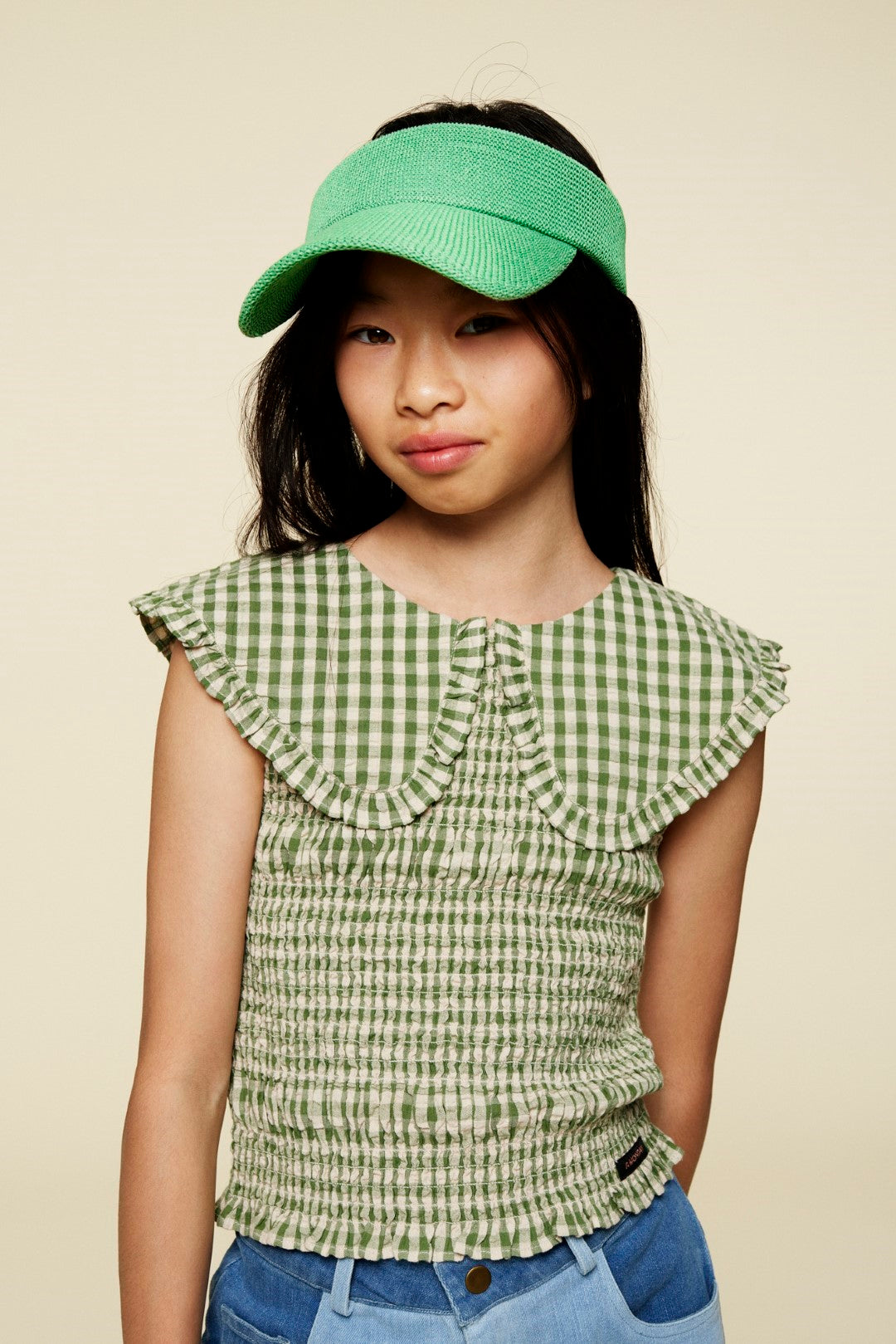 Emily Top Dill Check Crepe