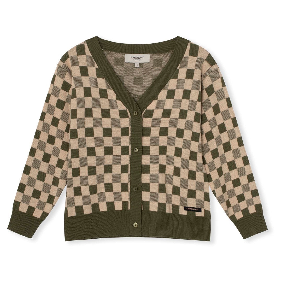 Kimmie Cardigan Dill Check Print Soft Knit van A Monday In Copenhagen
