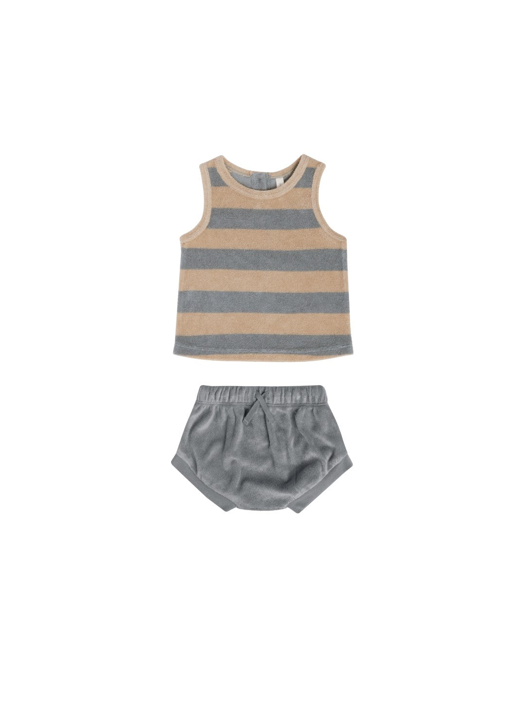 Terry Tank Set Ocean With Latte Stripe van Quincy Mae