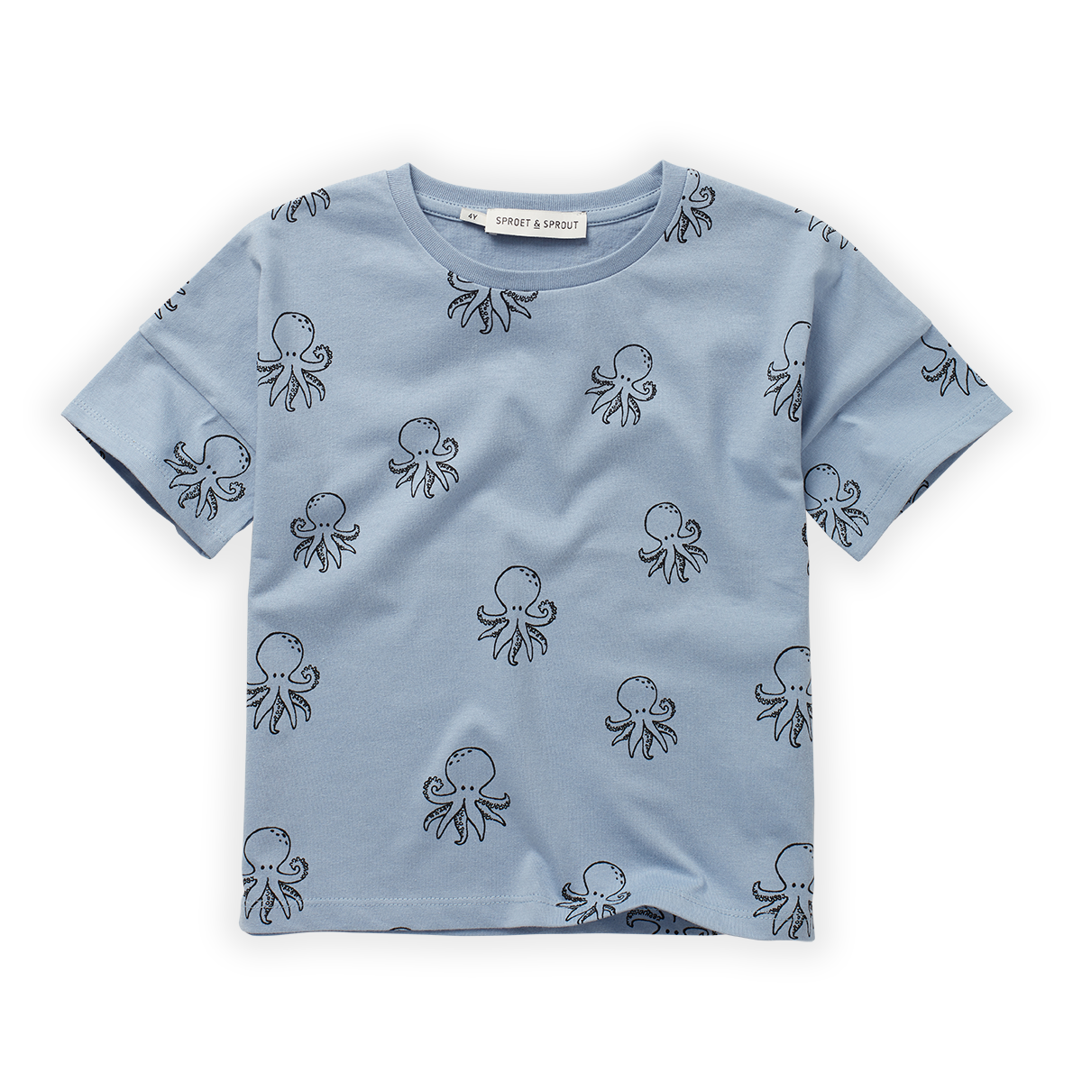 Loose T-shirt Octopus Print Sky Blue van Sproet &amp; Sprout