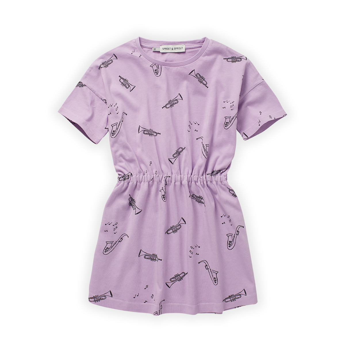 Tshirt Dress Musica Print Lilac Breeze van Sproet &amp; Sprout