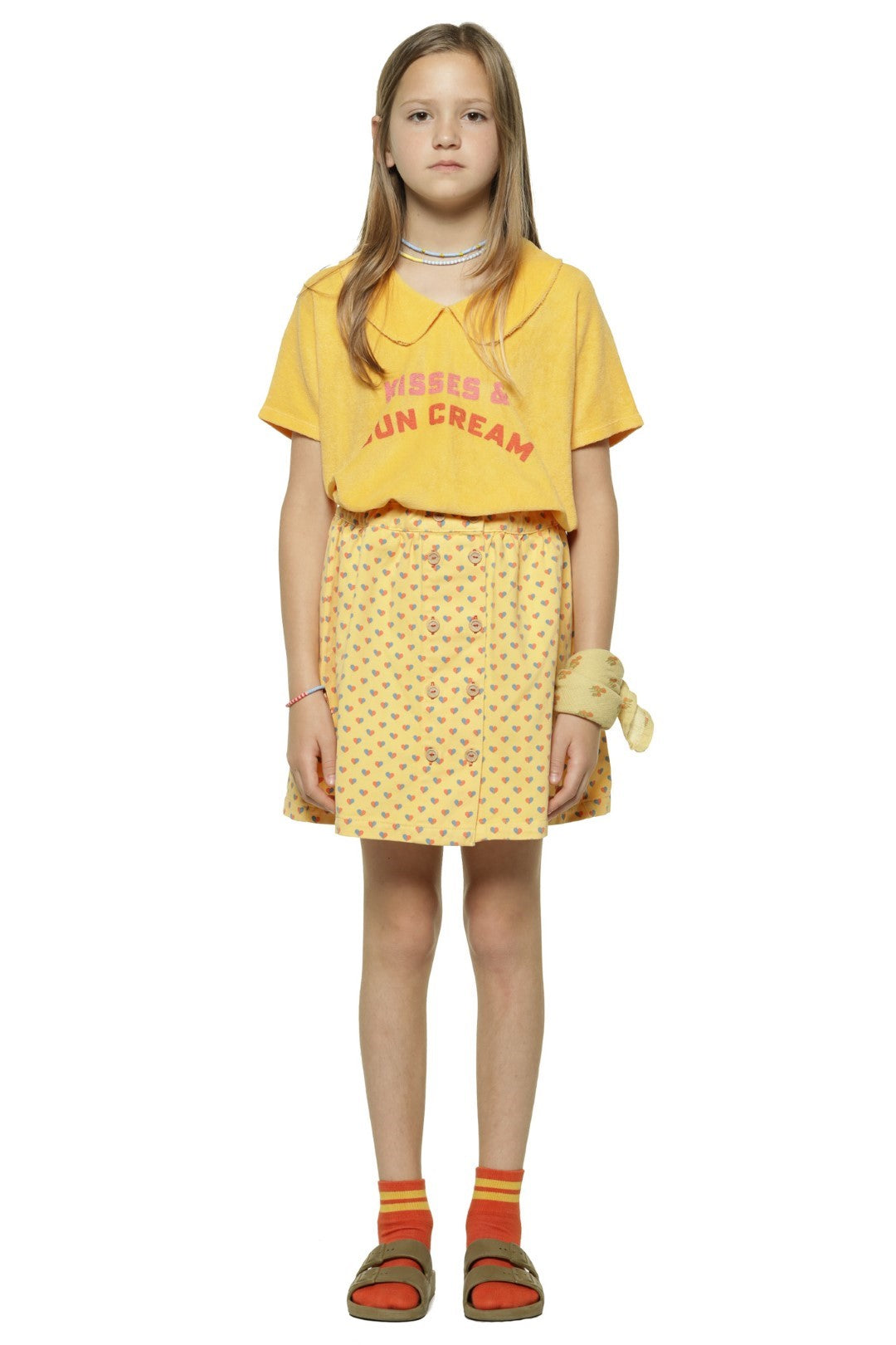 Yellow Short Skirt With Hearts Allover