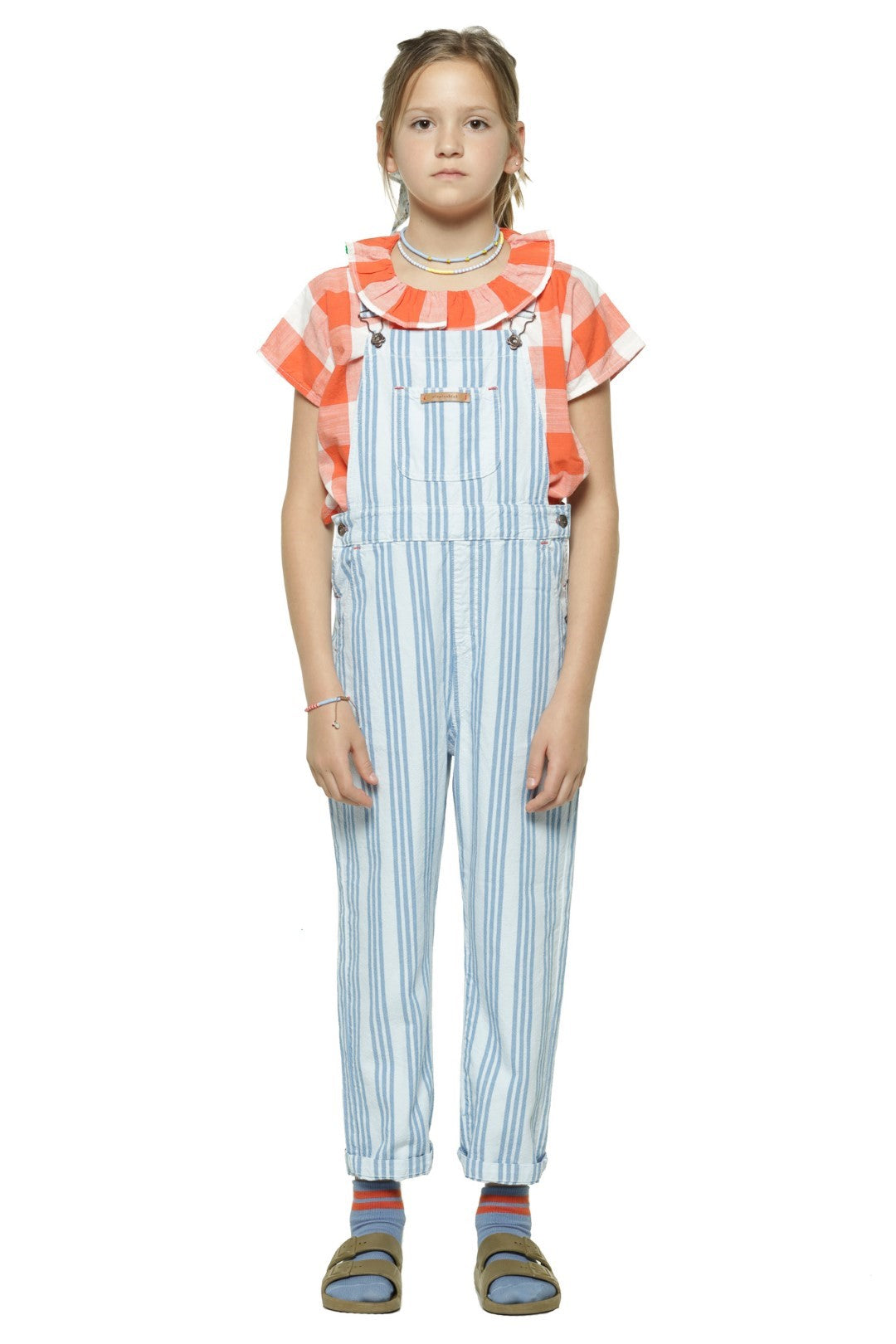 Sleeveless Blouse With Collar Red &amp; White Checkered
